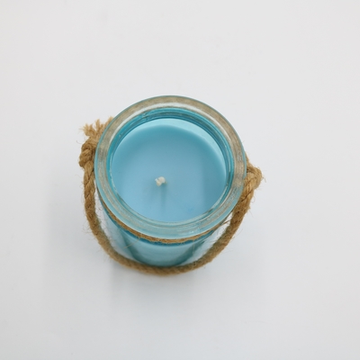 Aroma Home Blue Custom Scented Glass Jar Candle With Twine 8oz
