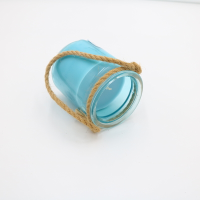 Aroma Home Blue Custom Scented Glass Jar Candle With Twine 8oz