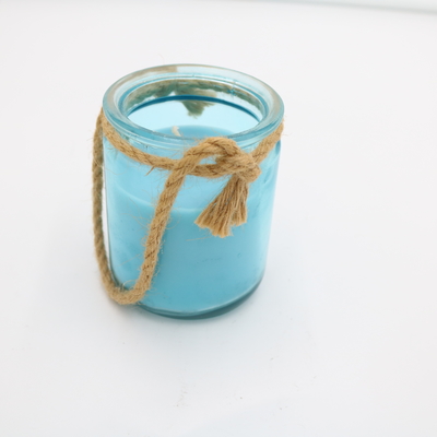 Aroma Home Blue Custom Scented Glass Jar Candle With Twine 8oz
