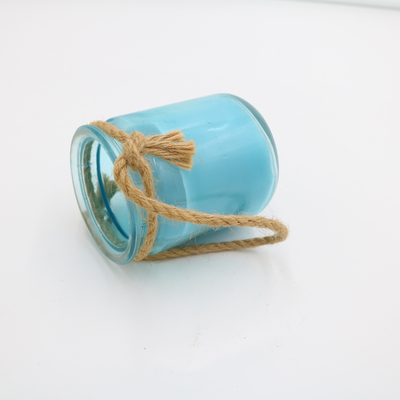 Aroma Home Blue Custom Scented Glass Jar Candle With Twine 8oz
