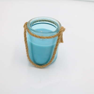 Aroma Home Blue Custom Scented Glass Jar Candle With Twine 8oz