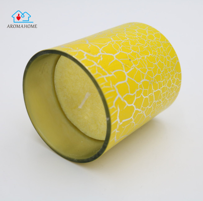 9cl Yellow Electroplated Glass Jar Scented Candle With Cracked Pattern