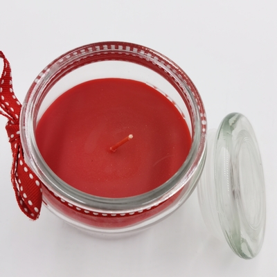 Personalised Red Paraffin Wax Essential Candle Light Jar Mason For Christmas