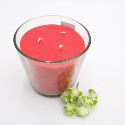 Aroma Home Custom Scented Red Simple Paraffin Candle In Slanted Glass