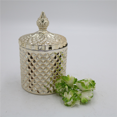 Aroma Home Gold Plated Luxury Textured Glass Candle Custom With Lid