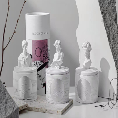 Scented Ceramic Soy Candle Greek Statue Shape For Home Decor 65g