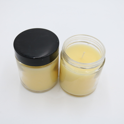 Lemon Verbena Yellow Glass Jar Scented Candle Hand Poured Soy Candles With Black Lid