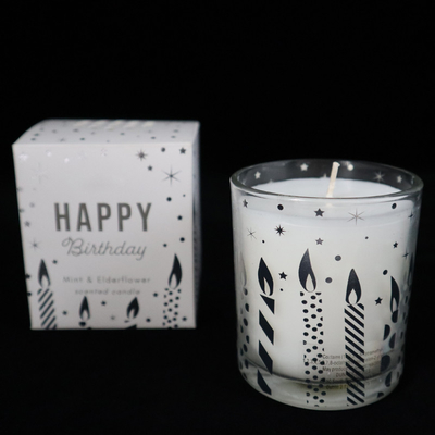 Natural Scented Soy Tealight Candles In Printed Clear Glass Cup Coconut Apricot