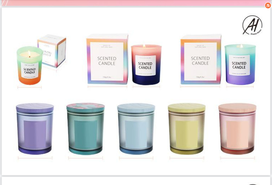 Custom Printed Scented Glass 4 Oz Candle Jars With Lids