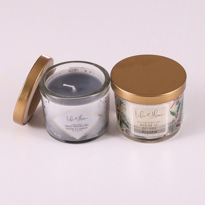 Custom Printed MSDS Mini 1.6oz Scented Cocktail Glass Candles Jar With Metal Lid