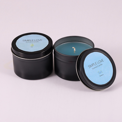 OEM 2 Oz Recycled Matte Black Tin Can Candle For Bedroom