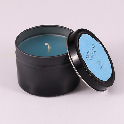 OEM 2 Oz Recycled Matte Black Tin Can Candle For Bedroom