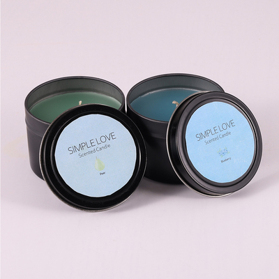 OEM 2 Oz Recycled Matte Black Tin Can Candle For Bedroom