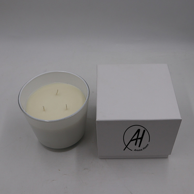 3 Wick Large White Glass Jar Scented Candle Container 24oz for House