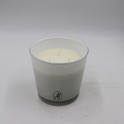 3 Wick Large White Glass Jar Scented Candle Container 24oz for House