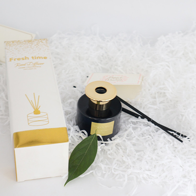 Aroma Reed Diffuser 100ml Black Bottle Luxury Gift Set With Gold Lid