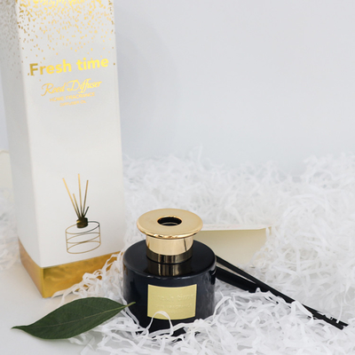 Aroma Reed Diffuser 100ml Black Bottle Luxury Gift Set With Gold Lid