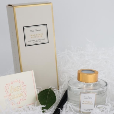 Aroma Reed Diffuser 126ml Round Bottle Luxury Gift Set With Gold Lid