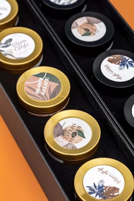 Aroma Scented Woodwick Tin Can Candle Gold Black For Travel