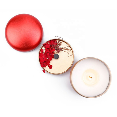 ODM 6 Oz Tin Container Candle Red Green Round With Coffee Bean