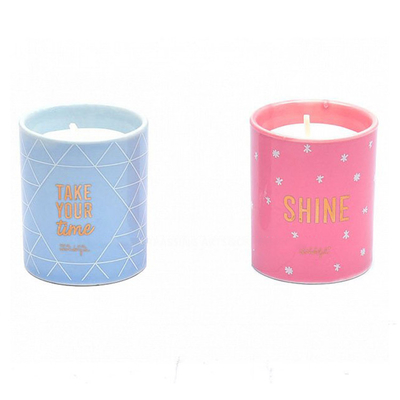 Blue Pink Soy Wax Large Ceramic Candle In Pottery Pot 16oz