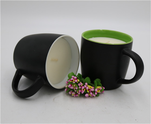 Scented Matte Black Ceramic Citronella Candle Tea Cup Candle