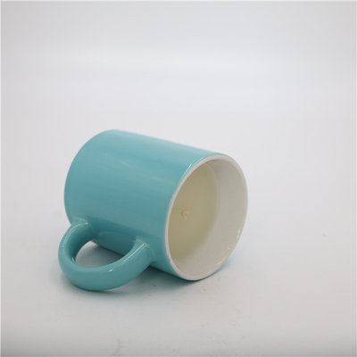 Aroma Home Shiny Blue Round Tea Cup Scented Ceramic Soy Candle 5.5oz