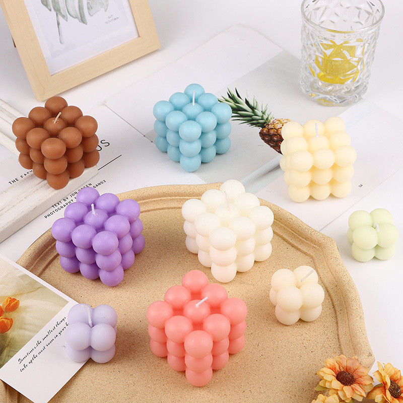 AROMA HOME Cube Ball Shape Macarons Color Scented Carved Candles For ...